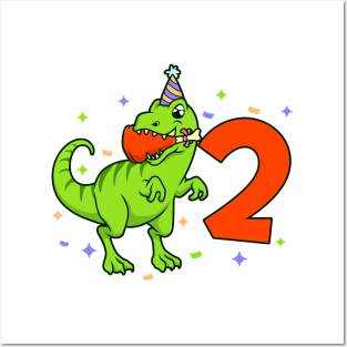 I am 2 with TREX - boy birthday 2 years old Posters and Art